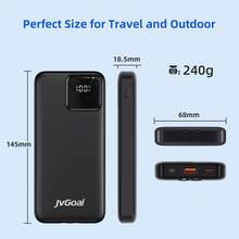 10000mAh Fast Charging Power Bank With Built-In Cables, 22.5W PD & QC Portable Charger, LED Digital Display, Multi-Device Compatible Travel Battery Pack - Black - View 4
