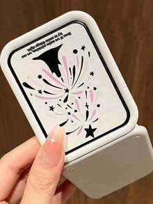 1 pieza Espejo compacto plegable con peine, espejo de maquillaje portátil, estilo aleatorio - Multicolor - Ver 12