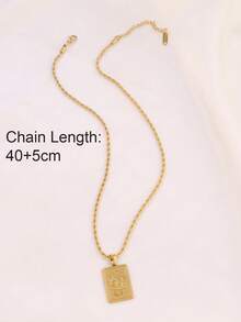 1件几何方形不锈钢日月吊坠项链 复古18K镀金项链 女士首饰 - 項鍊 - 查看 5