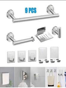 Stainless Steel Adhesive Square Bathroom Hooks Set, Reusable Multipurpose Bathroom Hooks For Home, Hotel, Hospital, Mall, Washable And Ideal For Storage And Organization - Please Choose - View 7