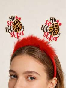 1pc Rabbit, Chicken, Letter, Leopard Print Cute Party ABS Plastic Easter Headband - Multicolor - View 1