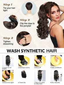 Ponytail Extension Long Wavy Claw Clip Ponytail For Women, 20 Inch Synthetic Hair Extension, Natural Looking Heat Resistant Fluffy Hairpiece - Multicolor - View 9