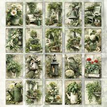 DANPERJI 20张复古植物插画明信片套装 - 非贴纸 - 4x6英寸剪贴簿纸，采用经典植物图案，适合日记、手工制作和装饰拼贴（送给剪贴簿爱好者的礼物） - 20片/套 - 查看 5