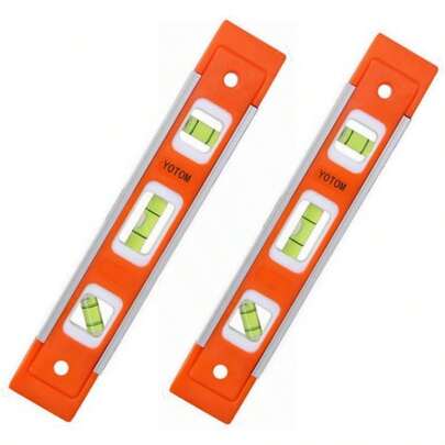 2pcs 9 Inch Aluminum - Sided Magnetic Level, Box Level Spirit Bubble Level - Orange