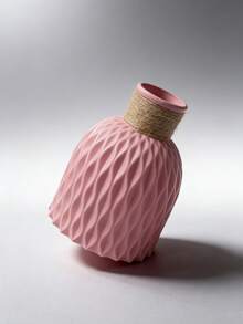 1pc Plastic Vase With Wavy Texture Design, Minimalist Nordic Style High-Quality Appearance, Lightweight And Durable, Purely For Decoration, Suitable For Living Room, Desk, Bedroom, Entryway, Photography Props, Applicable Scenes: Living Room, Desk, Bedroom, Study, Entryway, Home Decor - Multicolor - View 4