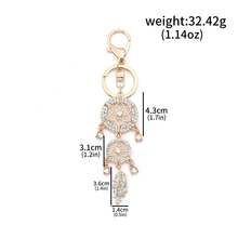 1pc Shiny Crystal Dream Catcher Keychain, Rhinestone Sparkling Keychain, Charm Car/Bag Accessory - Gold - View 14