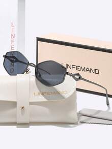 LINFEMAND Retro Metal Polygonal Sunglasses, Geometric Design To Flatter Face Shape, Lightweight & Comfortable Fashion Sunglasses, Essential For Daily Outings, Street Photography, And Holiday Gifts - Multicolor - View 14