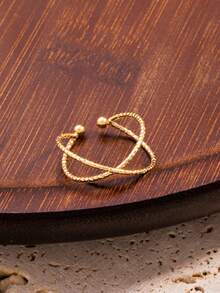 1 chiếc nhẫn hở điều chỉnh được, kiểu dáng tối giản thanh lịch, khắc hình chữ thập, phụ kiện đa năng. - Nhiều màu - Xem 3