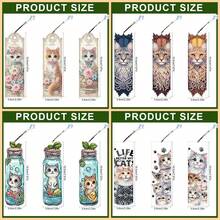 3pcs Diamond Painting Bookmarks, Cat Series Pattern, Acrylic Material With Embedded Round Crystal Gems, Suitable For Back To School, Book Marking, All Holiday Gifts - View 3