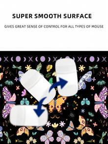 Cute Desktop Mouse Pad, Game Mouse Pad, Desktop Mouse Pad, Keyboard And Mouse Table Pad, Edge Stitching Table Pad With Rubber Base, Butterfly Mouse Pad (Black) - View 6