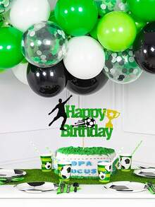 1pc World Cup Football Cake Topper, Suitable For Birthday, Gift-Giving, Sports Theme Party, Football Cake Decor, Holiday Celebration - Multicolor - View 1