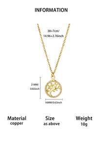 18K Gold Plated Anti-Rust Tree Of Life Cubic Zirconia Necklace, Suitable For Beach, Wedding, Vacation, 2026 New Arrival, Great Gift For Mom And Friends - Multicolor - View 8