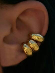 3pcs Exaggerated Vintage Coin C-Shaped Clip-On Earrings Set, Fashion Accessories For Women, Suitable For Vacation, Date, Daily, Party, Wedding, Gift For Mom And Friends - Yellow Gold - View 1