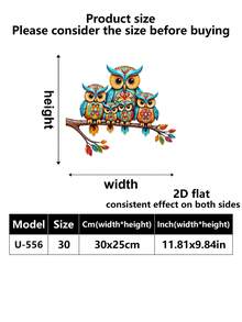 Tranh treo tường hình cú mèo phong cách Bohemian 2D bằng kim loại, kích thước 11,81 inch, thích hợp treo trong nhà và ngoài trời, lý tưởng cho ban công, sân vườn, phòng khách, phòng ngủ và hàng rào ngoài trời. Món quà ngày lễ tuyệt vời dành tặng bạn bè và gia đình. - Cú vẽ - Xem 16