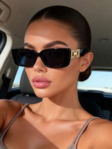 1 Pair Women's Geometric Plastic Frame Glasses, Exquisite Classic Retro Elegant Fashion, Suitable For Tropical Beach Vacation, Outdoor Travel, Daily Life, Street Photography Decoration, Women's Gift - Multicolor - View 6