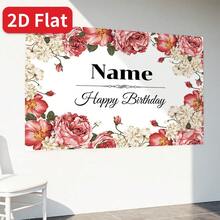 SuzanneHome 2Dflat Banner 1pc Custom Name Red Flower Wall Wedding Princess Baby Shower Birthday Party Valentine's Day Photocall Backdrops Photo Studio Backgrounds - Multicolor - View 5