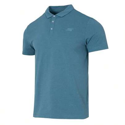Skechers 男士针织短袖 Polo 衫，舒适简约 T 恤袖，2026 新款日常通勤及运动短袖，P226M216-0515