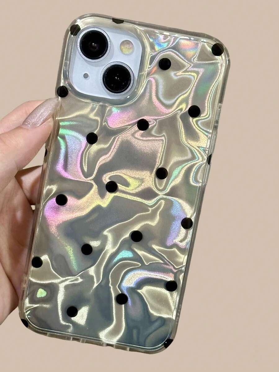 1 pieza Funda protectora negra con manchas onduladas, funda de teléfono a prueba de caídas con cobertura total adecuada para iPhone11/12/13/14/15/16/17/PROMAX - Multicolor - Ver 1