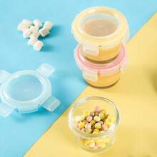 130ml Round Airtight Glass Food Storage Container With Snap Lock Lid, Leakproof & For Snacks, Food & Meal Prep - Multicolor - View 3