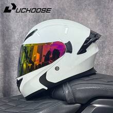 High Quality DOT Motorcycle Helmet Four Seasons Motocross Racing Modular Flip Up Casco Men Women Off Road Helmet Unmasked - 珍珠白-電鍍金紅 - 查看 1