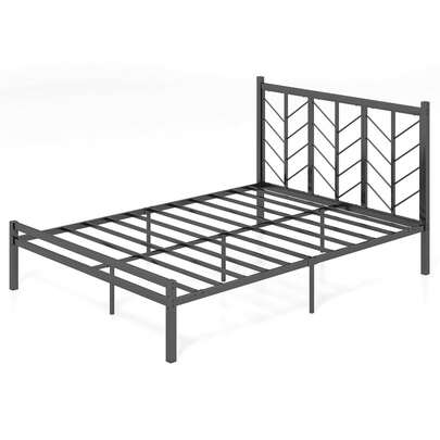  COSTWAY King Size Platform Bed With Headboard, Metal Bed Frame With 11.5" Under Bed Storage, Heavy Duty Mattress Foundation, No Box Spring Needed, Noise Free, Easy Assembly, Black