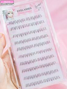 80pcs Cat Claw Style Lower Lashes, High Capacity Transparent Rod Natural Easy Stick A-Type Segmented Cluster Handmade False Eyelashes Extension Set, Suitable For Beginners - C - View 7
