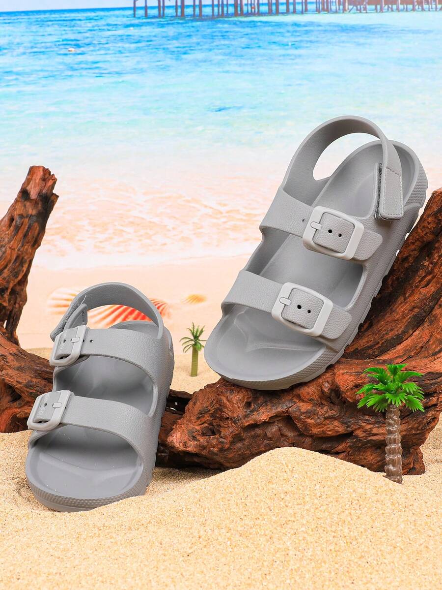 Sandalias de verano para exteriores, zapatos ligeros y cómodos de punta abierta para niños para el jardín - Gris - Ver 1