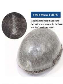 Fashionable Men's All-PU Human Hair Wig, Made Of Real Human Hair, Featuring A Capillary Wig With A Natural Hairline And Wavy Texture. This Elegant Wig Is Specially Designed For Bald Men - Multicolor - View 5