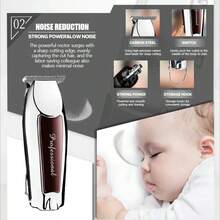 Kemei 1个KM-9163电动理发器，USB充电式无线理发器，便携式家用小型理发机，适合作为送给男友或父亲节的礼物 - 彩色 - 查看 10