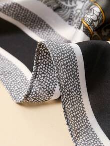 1条男女通用印花围巾，多功能领巾，仿丝小领带围巾 - 彩色 - 查看 4