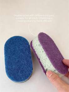3pcs Double-Sided Thick Sponge Scrubber | Non-Greasy Dishwashing Brush Suitable For Kitchen, Bathroom And Various Tile Surfaces | Multi-Purpose Dish Scrubber Pad For Utensils, Pots, Sinks And Shower Walls - A - View 6