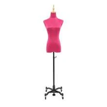 CNCEST Dress Form, Female Sewing Mannequin, Movable Rolling Body Model Base, 4.27-6.23ft Height Adjustable Female Clothing Display Model, Detachable Casters Clothing Display Stand Mannequin For Clothing Display And Tailor Design (Hot Pink) - Hot Pink - View 9