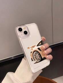 1 pieza Funda de teléfono transparente y a prueba de golpes, de estilo deportivo y artístico minimalista, con patrón de coche de carreras rosa, compatible con Apple 17/17 Pro/17 Pro Max/17 Air/16/16 Plus/16 Pro/16 Pro Max - Multicolor - Ver 2