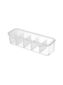1pc 5-Grid Transparent Plastic Storage Box, Hair Clips, Hair Ties, Cables, Small Items Organizer - Clear - View 6