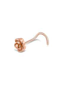 1Pc Delicate Rose Gold Plated Stainless Steel Rose Flower Nose Screw For Women Daily Wear - Rose Gold - View 2
