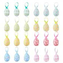 Nouveaux œufs décoratifs de Pâques, œufs enveloppés de mousse, ornements et jouets décoratifs d'œufs de Pâques - Multicolore - Voir 14