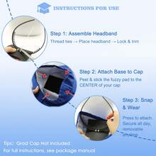 1/2个超强毕业帽头箍，黑色带魔术贴毛毡头箍，可固定毕业帽帽托，是送给毕业生的完美毕业礼物 - 黑色 - 查看 3