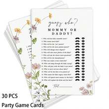 10/30pcs Mom Or Dad Baby Shower Game, Baby Shower Word Puzzle Game, Fun Game For Boys Or Girls, Gender Neutral, Wildflower Theme, Suitable For New Parents - Multicolor - View 12