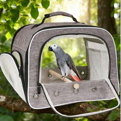 Large Transparent Space Capsule Style Breathable Portable Pet Backpack, Suitable For Carrying/Transporting African Grey Parrots, Eclectus Parrots And Other Medium To Large Birds, With Travel Bag, Metal Tray And Mesh - Cat And Dog Supplies, Christmas Gifts