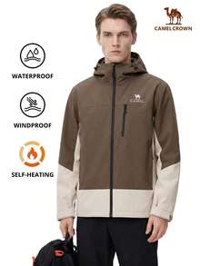 CAMEL CROWN Men's Lightweight Waterproof And Windproof Hardshell Jacket, Suitable For Outdoor Cycling And Hiking - Oak Gray Buckwheat Brown - View 1