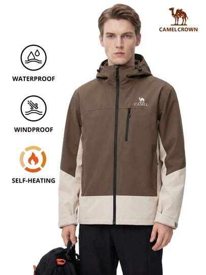CAMEL CROWN Áo khoác nam nhẹ, chống thấm nước và chắn gió, chất liệu cứng cáp, thích hợp cho hoạt động đạp xe và leo núi ngoài trời.