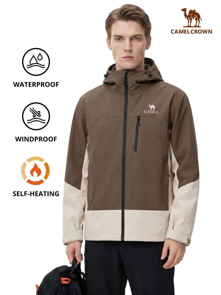 CAMEL CROWN Men's Lightweight Waterproof And Windproof Hardshell Jacket, Suitable For Outdoor Cycling And Hiking - Oak Gray Buckwheat Brown - View 1