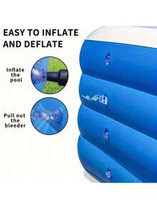 1pc Inflatable Swimming Pool, Square Multi-Layer, Provides Multiple Sizes, Suitable For Garden Swimming, Summer Pool Parties, Family Gatherings And Water Games. Inflator Pump Needs To Be Purchased Separately - Blue and White Swimming Pool - View 8