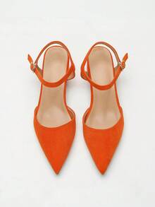 Women's Summer Chunky Heel Pointed Toe Sexy Mule Shoes, New Spring/Summer Suede Comfortable Closed Toe Backstrap Elegant Versatile Pointed High Heel Sandals,Mothers Day Gift - Orange - View 6
