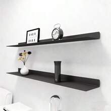 Modern Minimalist Floating Shelf - Wall-Mounted Bookcase & Display Shelf With Heavy-Duty Iron, Black/White Suitable For Home Office, Living Room, Books, Plants - Space-Saving Shelving Unit, Floating Shelves - C - View 7