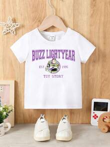 Disney Retro Toy Story Buzz Lightyear Graphic Tee – Lightweight Cotton T-Shirt With Bold Purple Typography & Playful Space Accents For Playdates & Outings - White - View 3