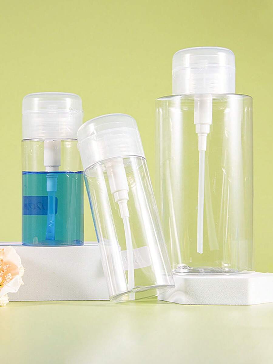 1/2/3pcs Makeup Remover Water Refillable Bottles, Transparent Toner Bottles, Cosmetic Nail Polish Remover Empty Bottles