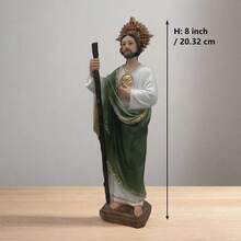 8 Inch 5" Saint St. Jude Resin Statue, Religious Home Decor Figurine, Green Sculpture Traditional Attire, Indoor Tabletop Display, Perfect Easter Gift Or Religious Room Decor, Statues For Home Decor - 1PC - View 12