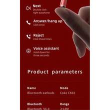 Coca Cola Coca-Cola Earphones CX02 In Ear Bluetooth 6.0 Surround Sound With Mic - View 10