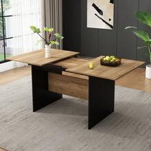 Extendable Dining Table 140/180 X 80 Cm, Ideal For 4 To 6 People, Rectangular Table In Natural Wood, Minimalist Style - Khaki - View 1